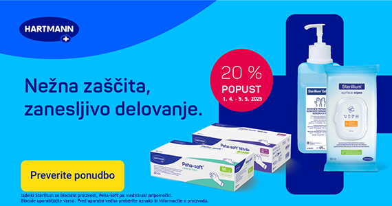 Izdelki Hartmann Sterillium in rokavice Peha-Soft so vam na voljo 20% ugodneje