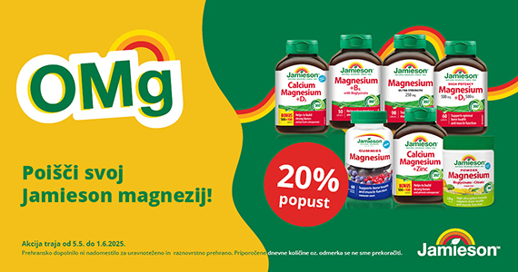 Izbrani izdelki Jamieson z magnezijem so vam na voljo 20% ugodneje.