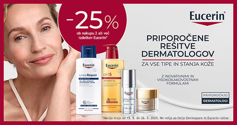 Ob nakupu 2 ali več izdelkov Eucerin prejmete 25% popust.