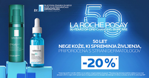 50 let znamke La Roche-Posay: Vsi izdelki La Roche-Posay so vam na voljo 20% ugodneje.