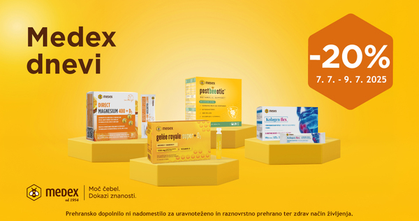 Medex dnevi na Lekarnar.com: Vsi izdelki Medex so vam na voljo kar 20% ugodneje.
