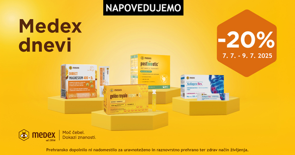 Medex dnevi na Lekarnar.com: Vsi izdelki Medex so vam na voljo kar 20% ugodneje