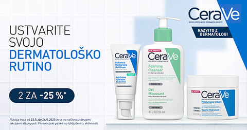 CeraVe vikend na Lekarnar.com: Ob nakupu 2 ali več izdelkov CeraVe prejmete 25% popust.