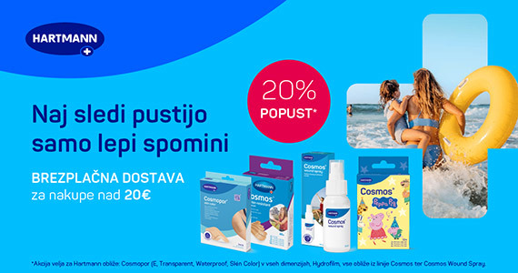 Izbrani obliži Hartmann in Cosmos pršilo za rane so vam na voljo 20% ugodneje + brezplačna dostava ob nakupu nad 20€.