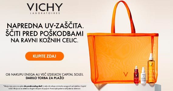 Ob nakupu enega ali več izdelkov Vichy Capital Soleil prejmete darilo: Vichy torbo za plažo.