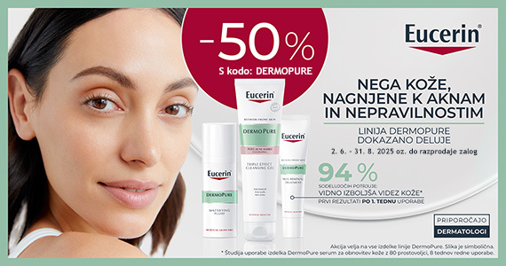 Vsi izdelki Eucerin DermoPure so vam na voljo  kar 50% ugodneje. Samo s kodo: DERMOPURE - Slika 1