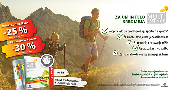 Ob nakupu 2 izdelkov Multi Essence Magnezij 400 + B kompleks prejmete 25% popust, ob nakupu 3 ali več izdelkov pa kar 30% popust. - Slika 1