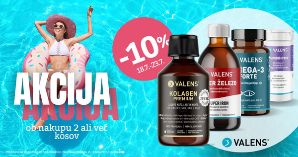 Valens dnevi na Lekarnar.com: Ob nakupu 2 ali več izdelkov Valens prejmete 10% popust.