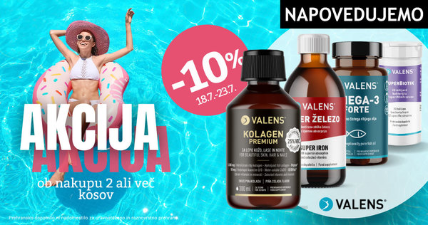 Valens dnevi na Lekarnar.com: Ob nakupu 2 ali več izdelkov Valens prejmete 10% popust.