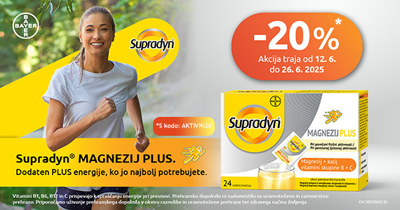 Supradyn Magnezij Plus vam je na voljo 20% ugodneje.