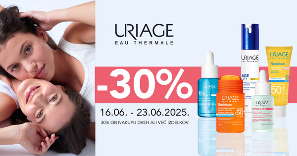 Ob nakupu 2 ali več izdelkov Uriage prejmete 30% popust