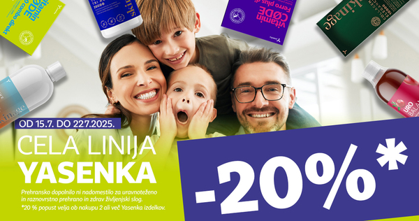 Ob nakupu 2 ali več izdelkov Yasenka prejmete 20% popust.