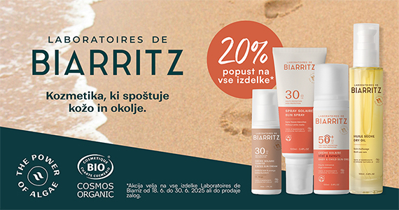 Vsi izdelki Biarritz so vam na voljo 20% ugodneje.