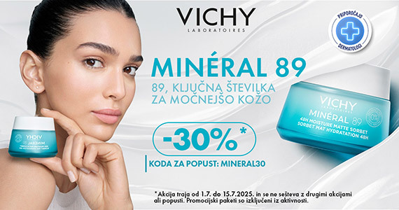 Vichy Mineral 89 izdelki so vam na voljo 30% ugodneje.