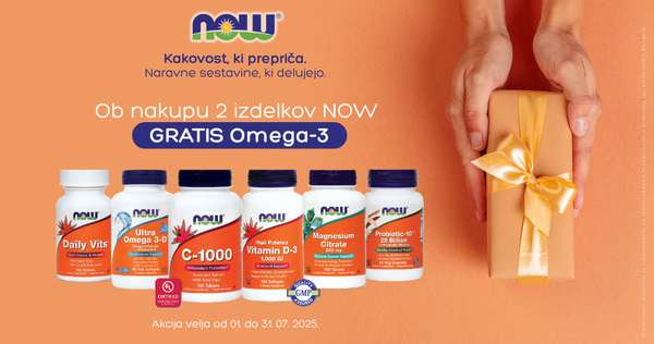 Ob nakupu 2 izdelkov NOW prejmete darilo: NOW Omega-3 (30 kapsul)