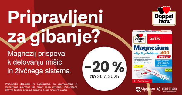 Doppelherz Aktiv Direkt Magnezij 400 vam je na voljo 20% ugodneje. - Slika 1