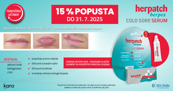 Herpatch serum za herpes vam je na voljo 15% ugodneje.