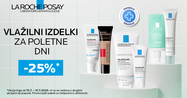 Vlažilni izdelki za poletne dni La Roche-Posay so vam na voljo 25% ugodneje.