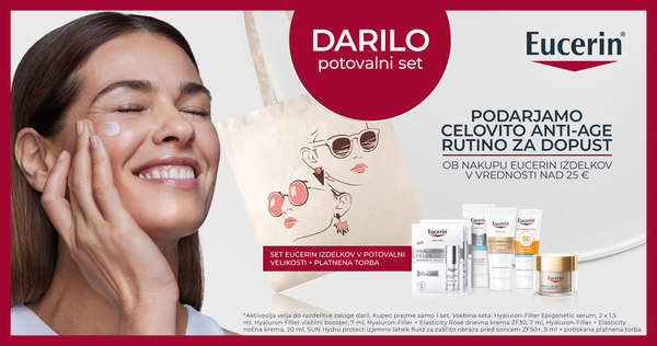 Ob nakupu izdelkov Eucerin v skupni vrednosti nad 25€ prejmete darilo: anti-age rutino za dopust. - Slika 1