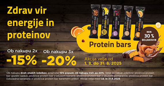Ob nakupu 2 proteinskih ploščic Medex prejmete 15% popust, ob nakupu 3 ali več proteinskih ploščic Medex pa 20% popust.