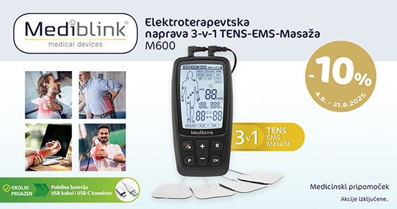 Mediblink M600 elektroterapevtska naprava vam je na voljo 10% ugodneje