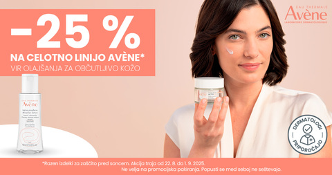 Izdelki Avene so vam na voljo kar 25% ugodneje.