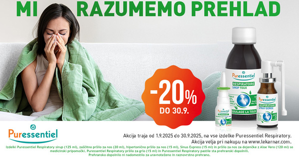 Izdelki Puressentiel Respiratory so vam na voljo 20% ugodneje.