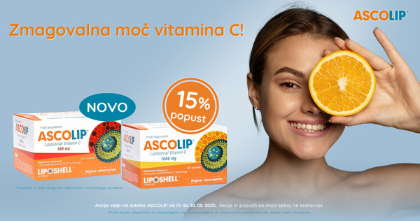 Ascolip - liposomski vitamin C vam je na voljo 15% ugodneje.