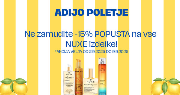 Adijo poletje - Vsi izdelki Nuxe so vam na voljo 15% ugodneje.