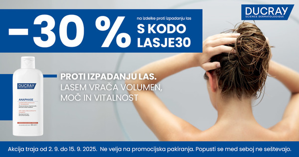 Ducray izdelki proti izpadanju las so vam na voljo kar 30% ugodneje. Koda za popust: LASJE30 - Slika 1