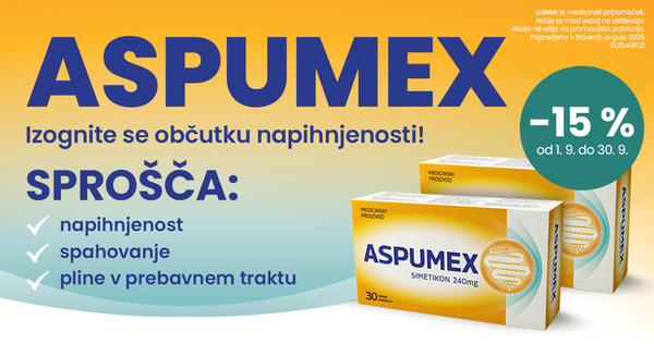 Aspumex Simetikon 240 mg mehke kapsule so vam na voljo 15% ugodneje.