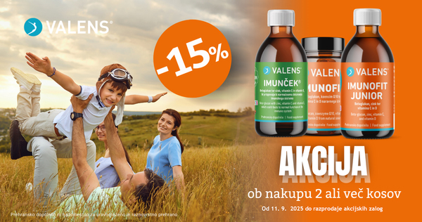 Ob nakupu 2 ali več izbranih izdelkov Valens prejmete 15% popust.