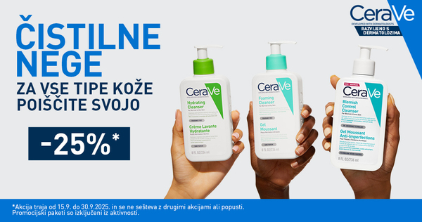 Izdelki za čiščenje CeraVe so vam na voljo 25% ugodneje