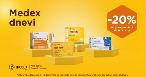Medex dnevi na Lekarnar.com: Vsi izdelki Medex so vam na voljo kar 20% ugodneje.
