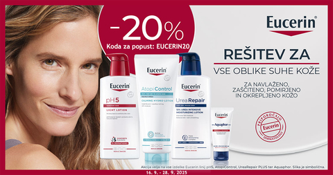 Eucerin izdelki za nego in čiščenje telesa so vam na voljo 20% ugodneje. Koda za popust: EUCERIN20