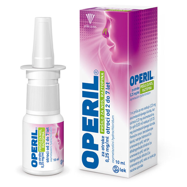 Operil za otroke 0,25 mg/ml pršilo za nos, raztopina (10 ml)