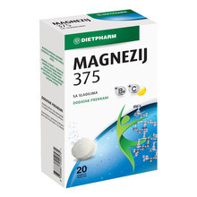 Dietpharm Magnezij 375, šumeče tablete z okusom limone (20 tablet)
