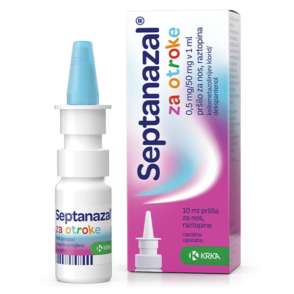 Septanazal za otroke 0,5 mg/50 mg v 1 ml Krka, pršilo za nos, (10 ml)