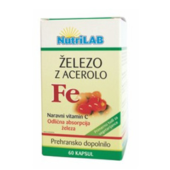  Nutrilab Železo z acerolo, kapsule (60 kapsul)