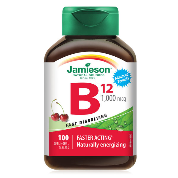 Jamieson Vitamin B12 1000 mcg, tablete z okusom češnje