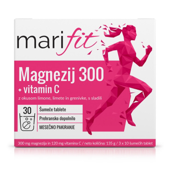 Marifit Magnezij 300 + vitamin C, šumeče tablete (30 tablet)