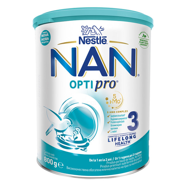 NAN Optipro 3, nadaljevalno mleko za majhne otroke - 800 g