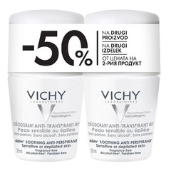 Vichy deodorant antitranspirant 48h, roll-on - paket (2 x 50 ml)