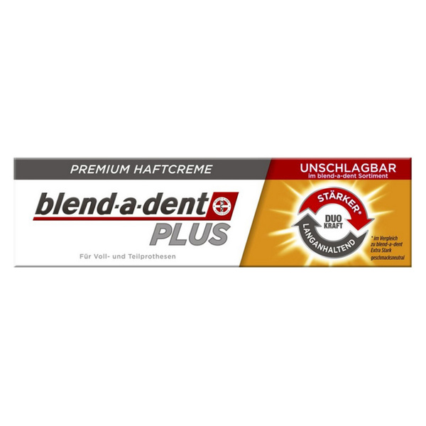 Blend-a-dent Plus, pričvrstilna krema za zobne proteze - dvojna moč