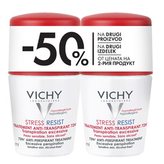Vichy Stress Resist, 72h intenzivni antitranspirant roll-on - paket (2x50 ml)
