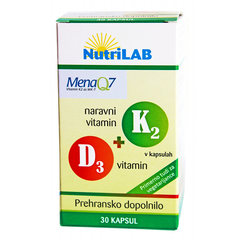 Nutrilab naravni Vitamin K2+D3, 30 kapsul