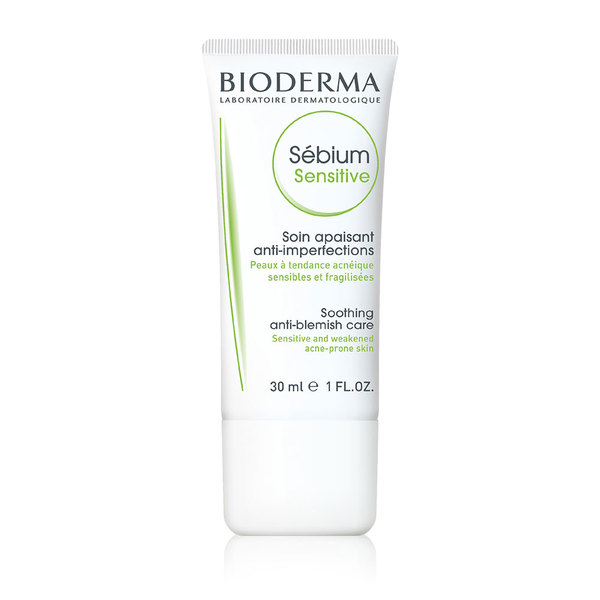 Bioderma Sebium Sensitive, pomirjujoča nega za občutljivo, k aknam nagnjeno kožo (30 ml)