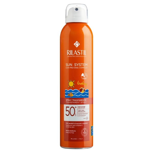 Rilastil Baby Sun System, transparentno zaščitno pršilo - ZF 50+ (200 ml)