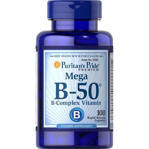 Puritan's Pride Mega Vitamin B-50 Kompleks 50 mg, kapsule (100 kapsul)