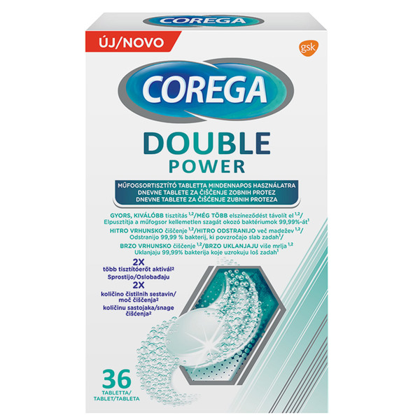 Corega Double Power, tablete za čiščenje zobnih protez (36 tablet)